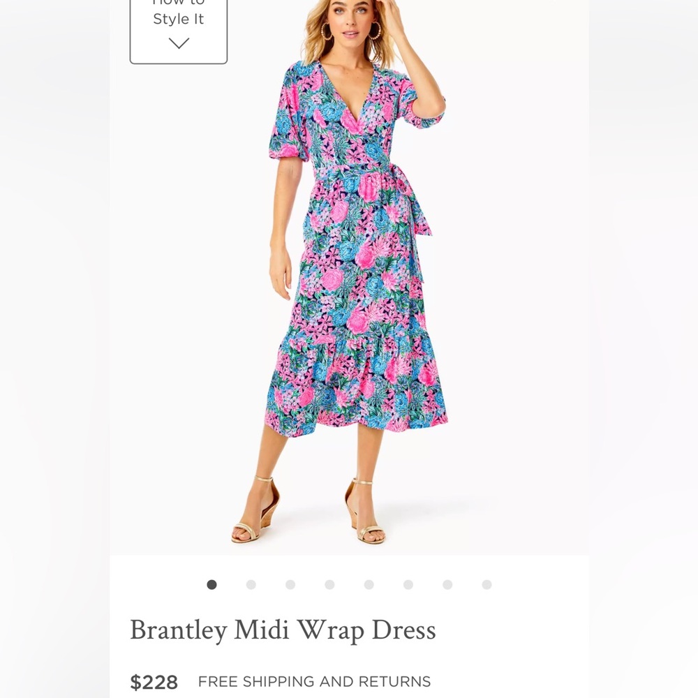 Lilly pulitzer Brantley midi wrap dress NEW. LARGE